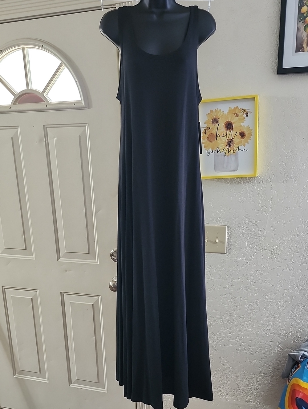 NWT Soft Surroundings Black Santiago Tank Maxi Dress W/Pockets Sz M Modal Blend